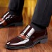 Men Brief Pointed Toe Non Slip Splicing Slip On Business Dress Shoes