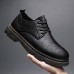 Men Retro Microfiber Leather Non Slip Pure Color Casual Shoes